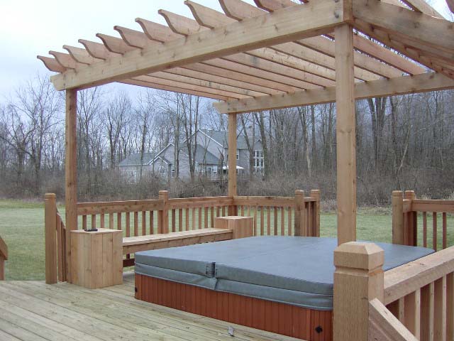 Outdoor deck design with custom arbor feature